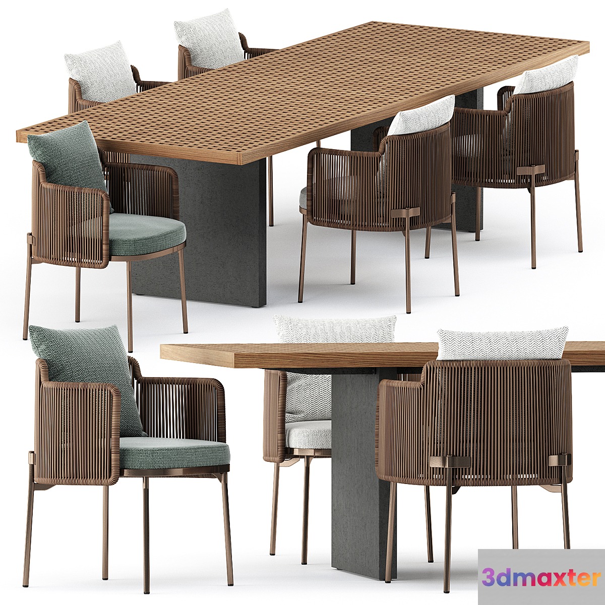 TAPE CORD chair and Quadrado Table by Minotti - No.3