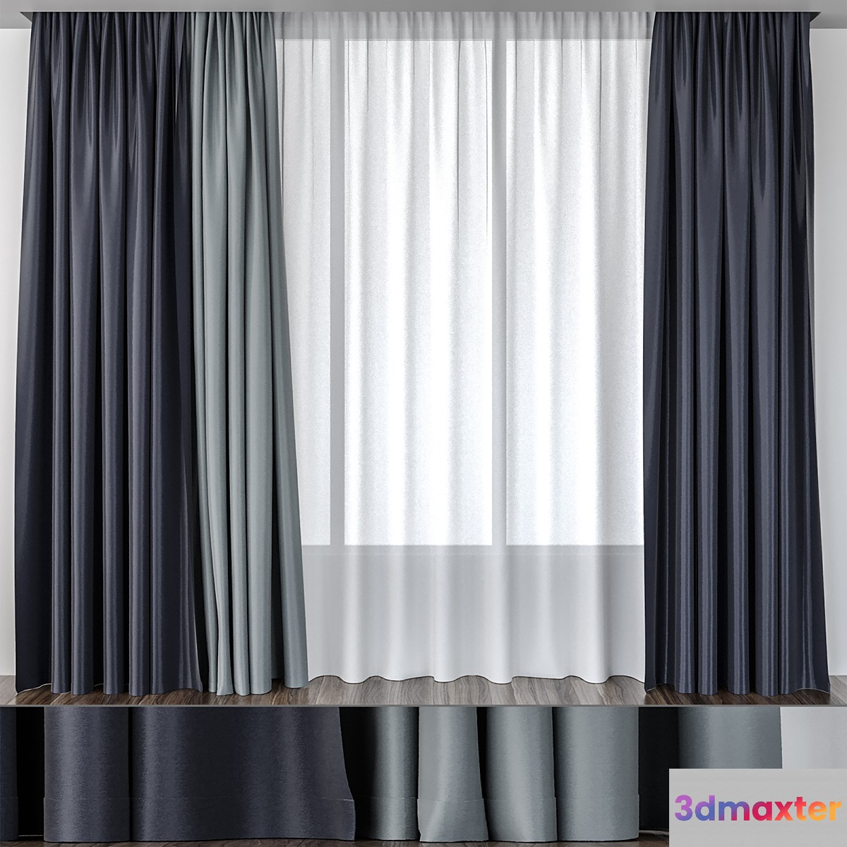 Curtains the evening sky BlackOut 3D Max