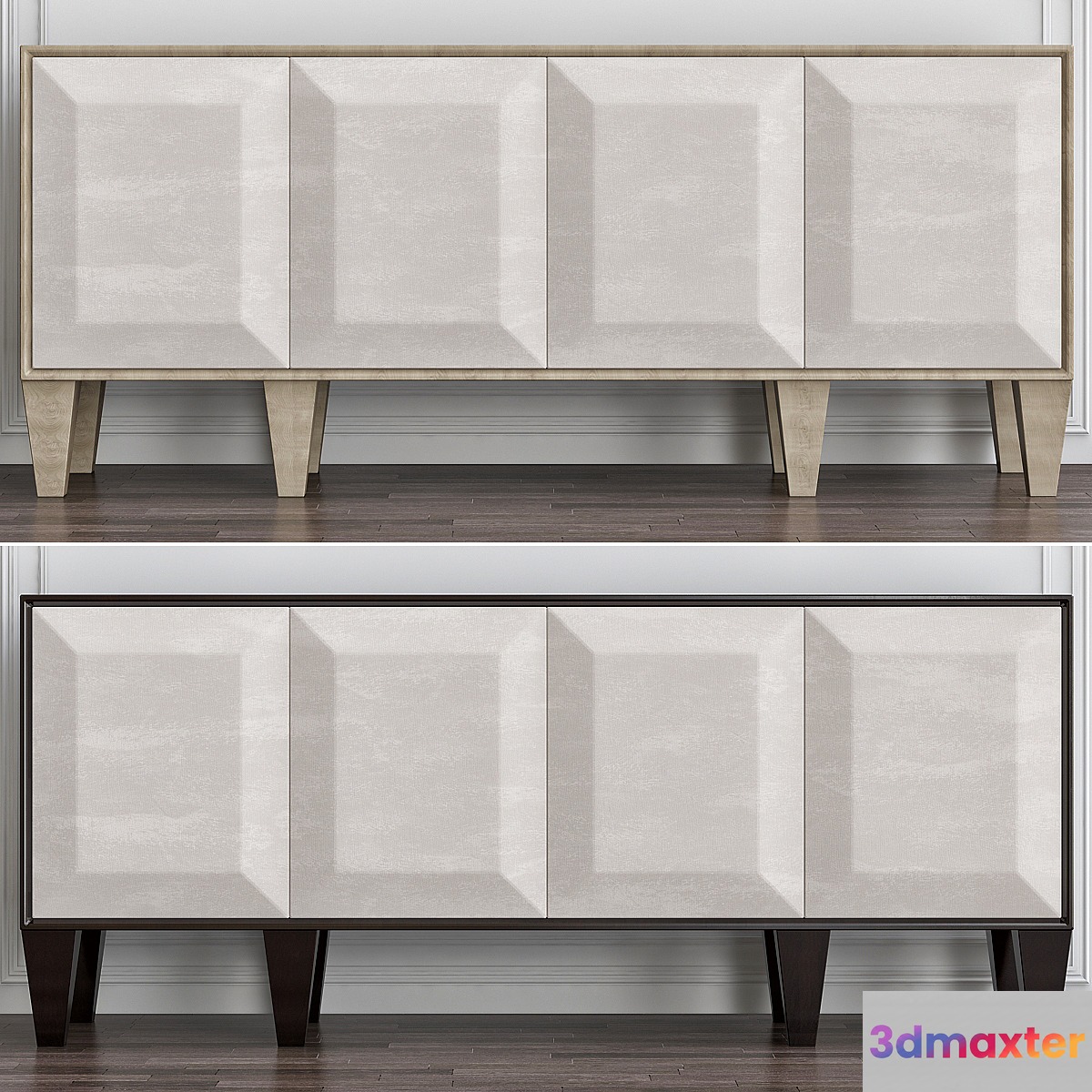 Santa Barbara Fabric Trimmed Entertainment Console 3D Max