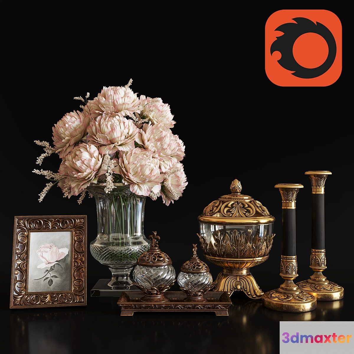 Decoration Set 26 Antique Vases and candlestick