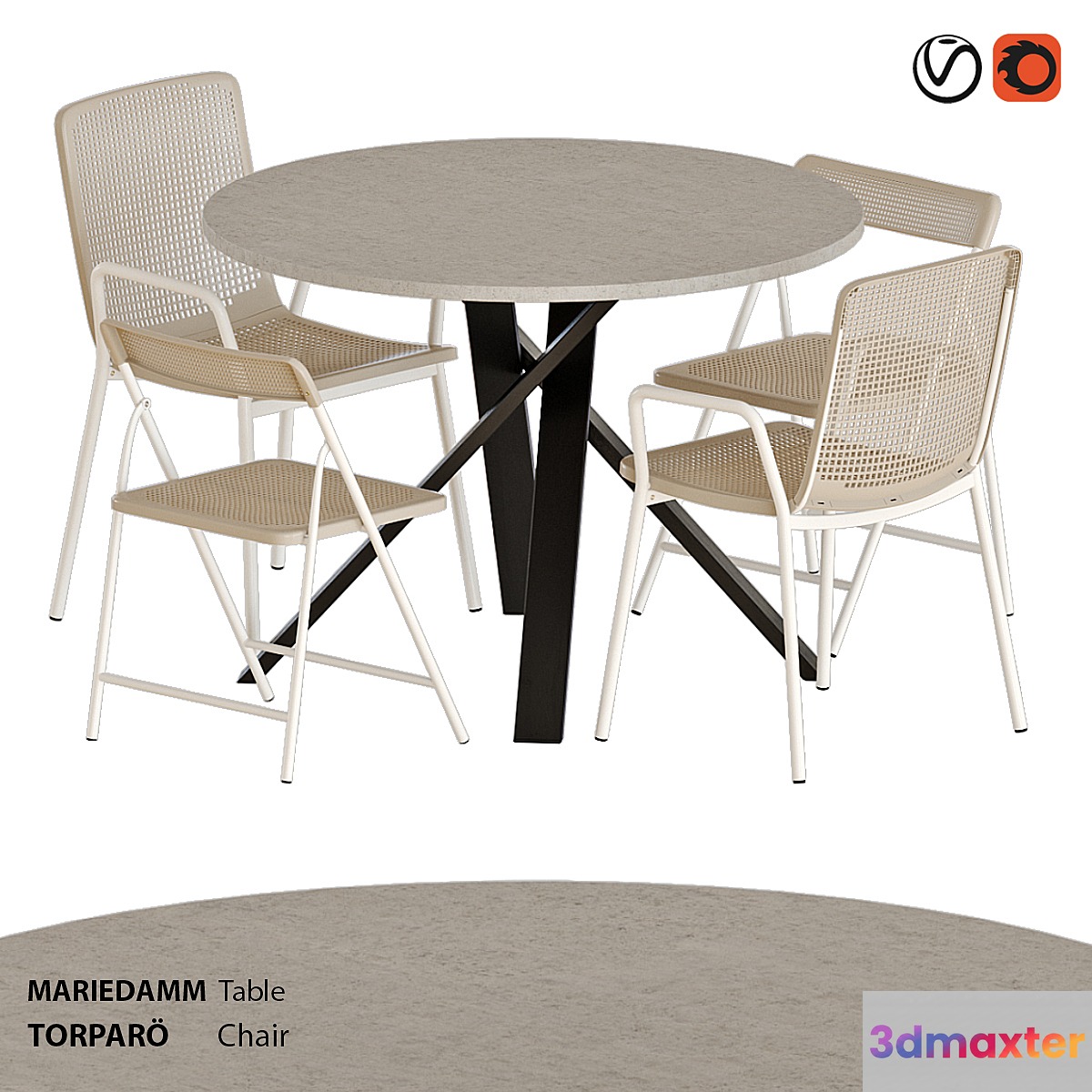 IKEA TORPARÖ chairs and MARIEDAMM table 3D Max