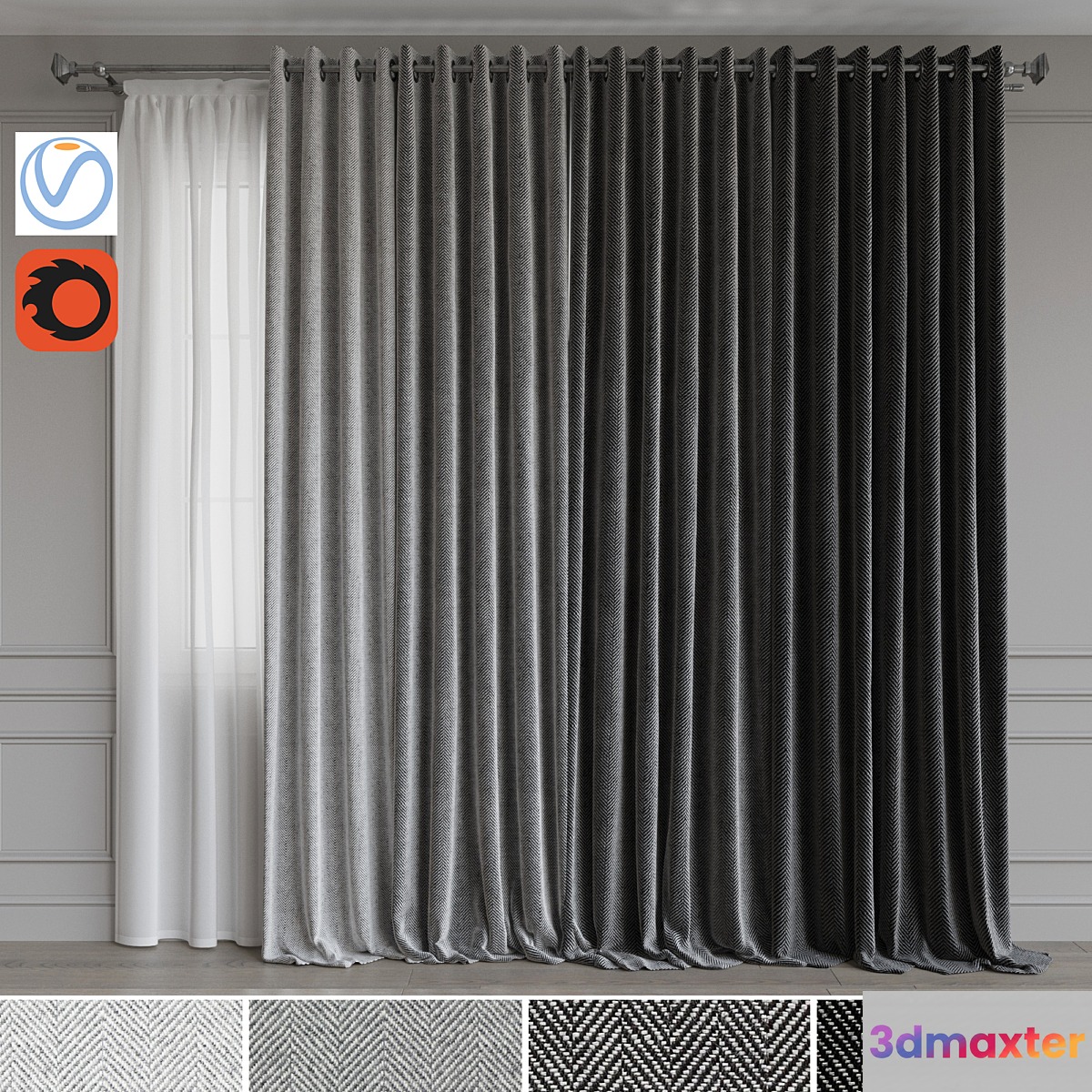 Set of portieres 42. Gray scale