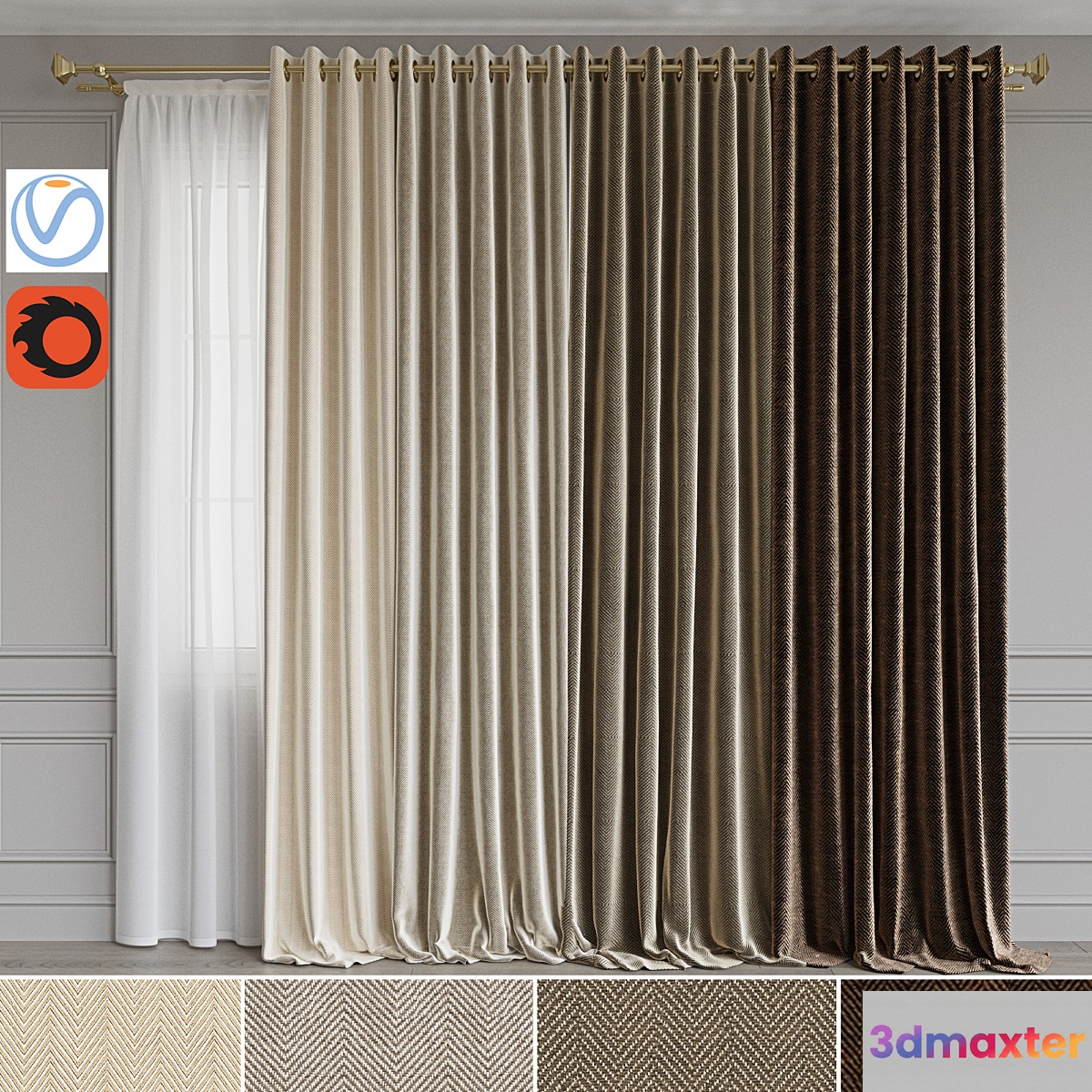 Set of portieres 43. Beige scale - No.4