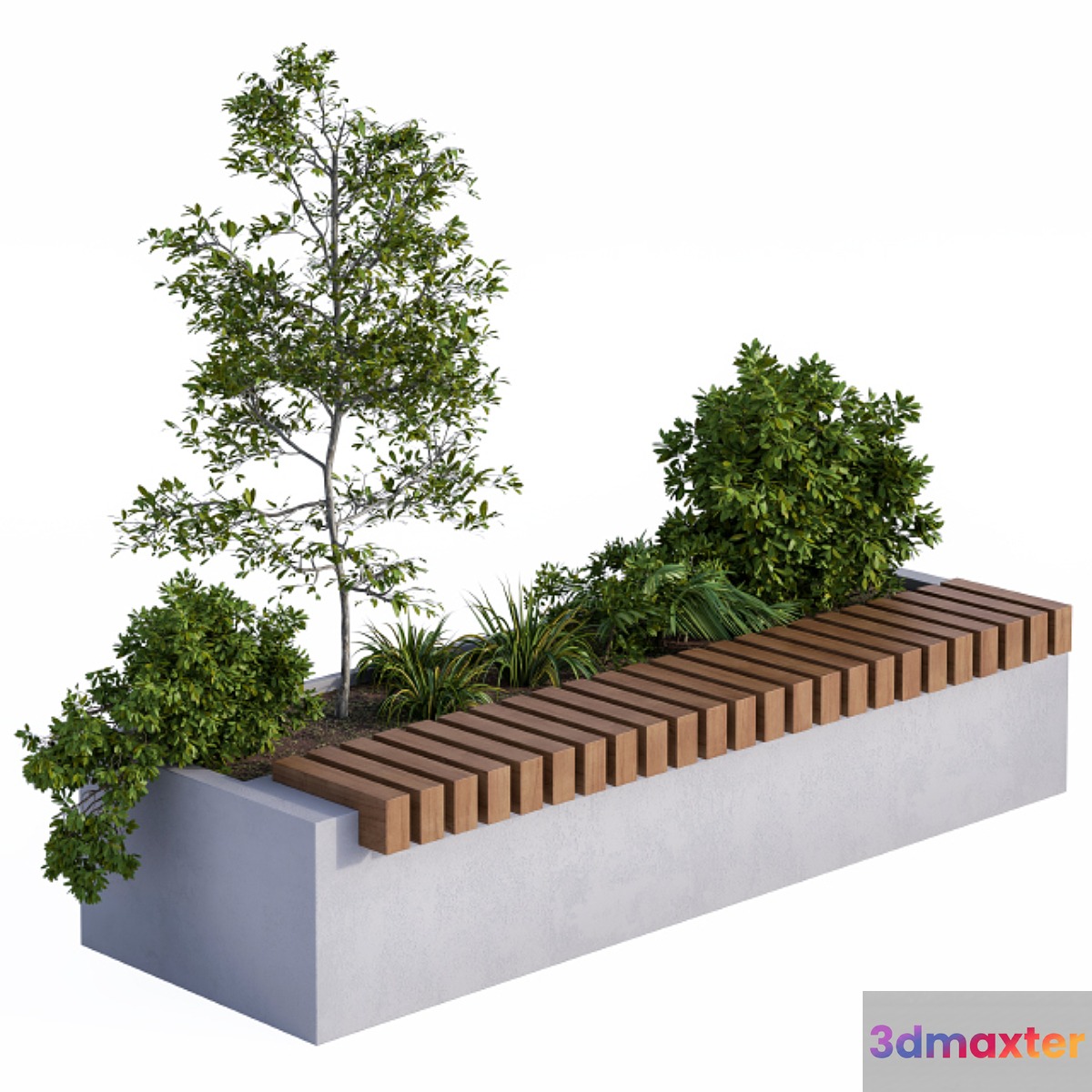 Urban Furniture _ Architecture Bench with Plants Box01 - No.3