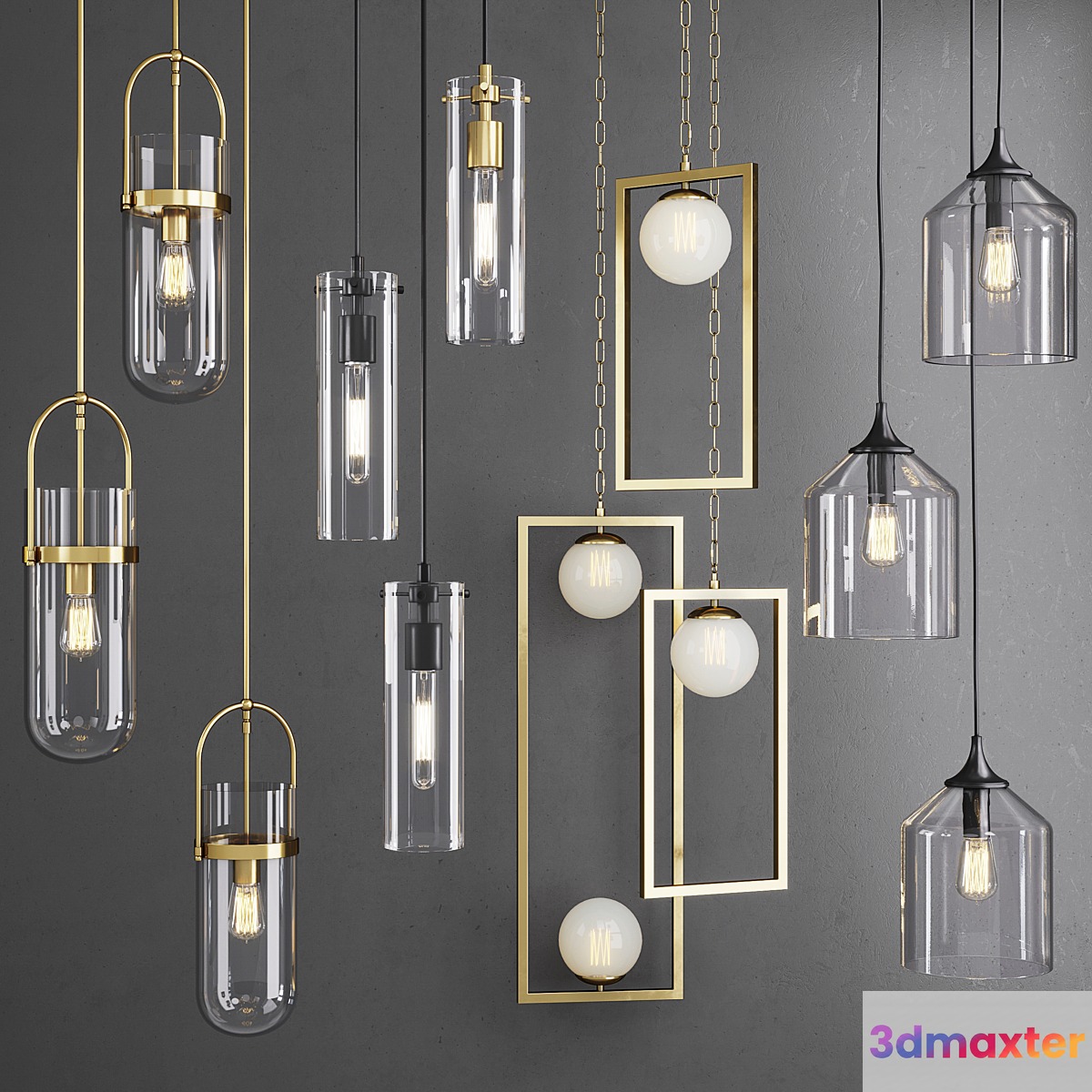 Pottery Barn Pendant Lighting Collection 3D Max