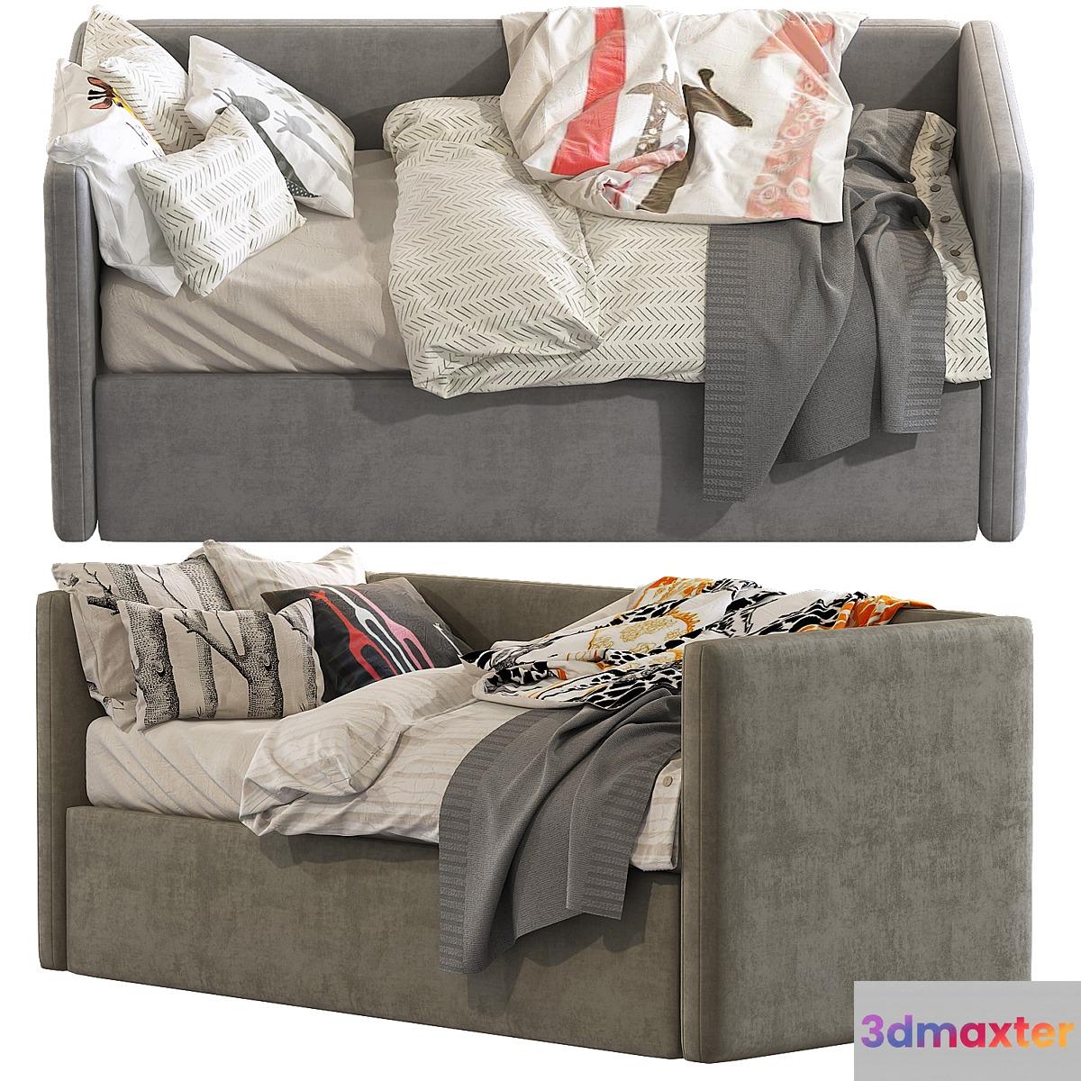 Childrens sofa bed with decorative pillows 4 3D Max