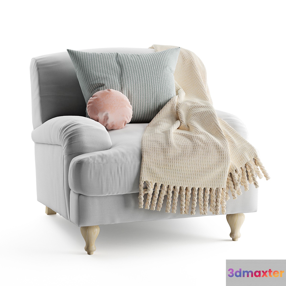 Rose fabric armchair