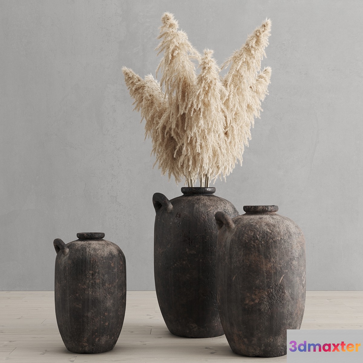Pampas Grass and Vases Rh 19 Th C. Spanish Water Vessel 3D Max