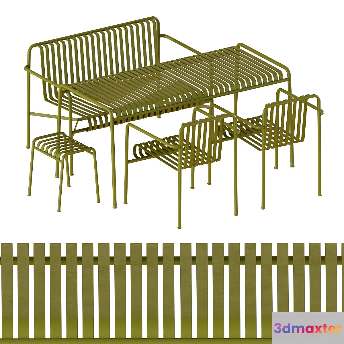 Hay palissade dining table and chairs 3D Max
