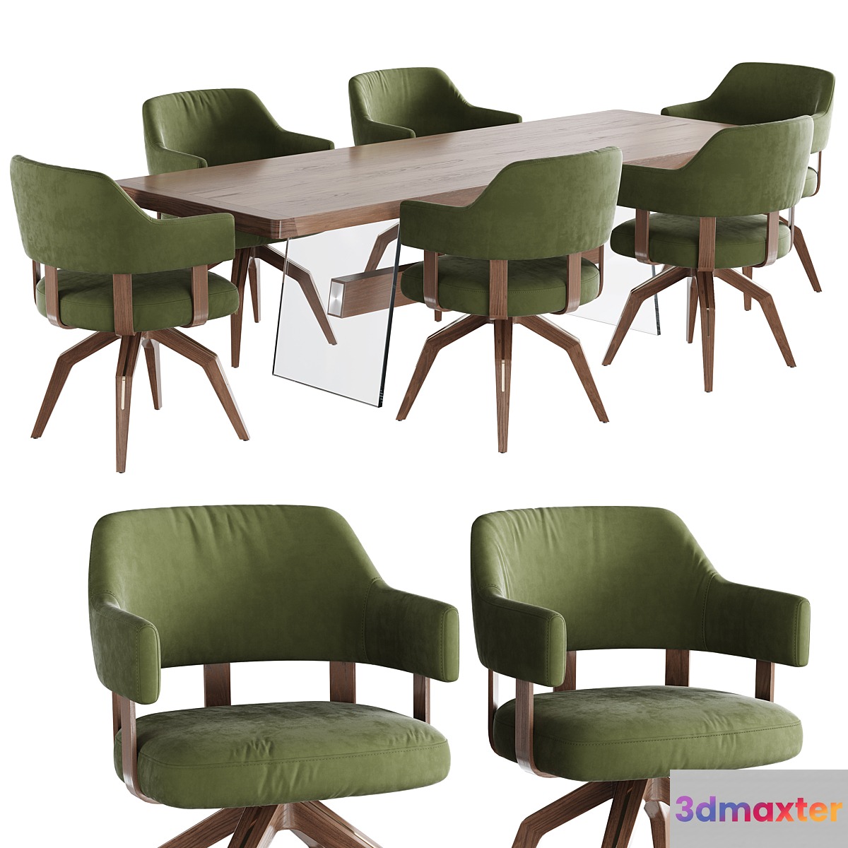 Dining set natuzzi valle chair CH19 phantom table E024 - No.4