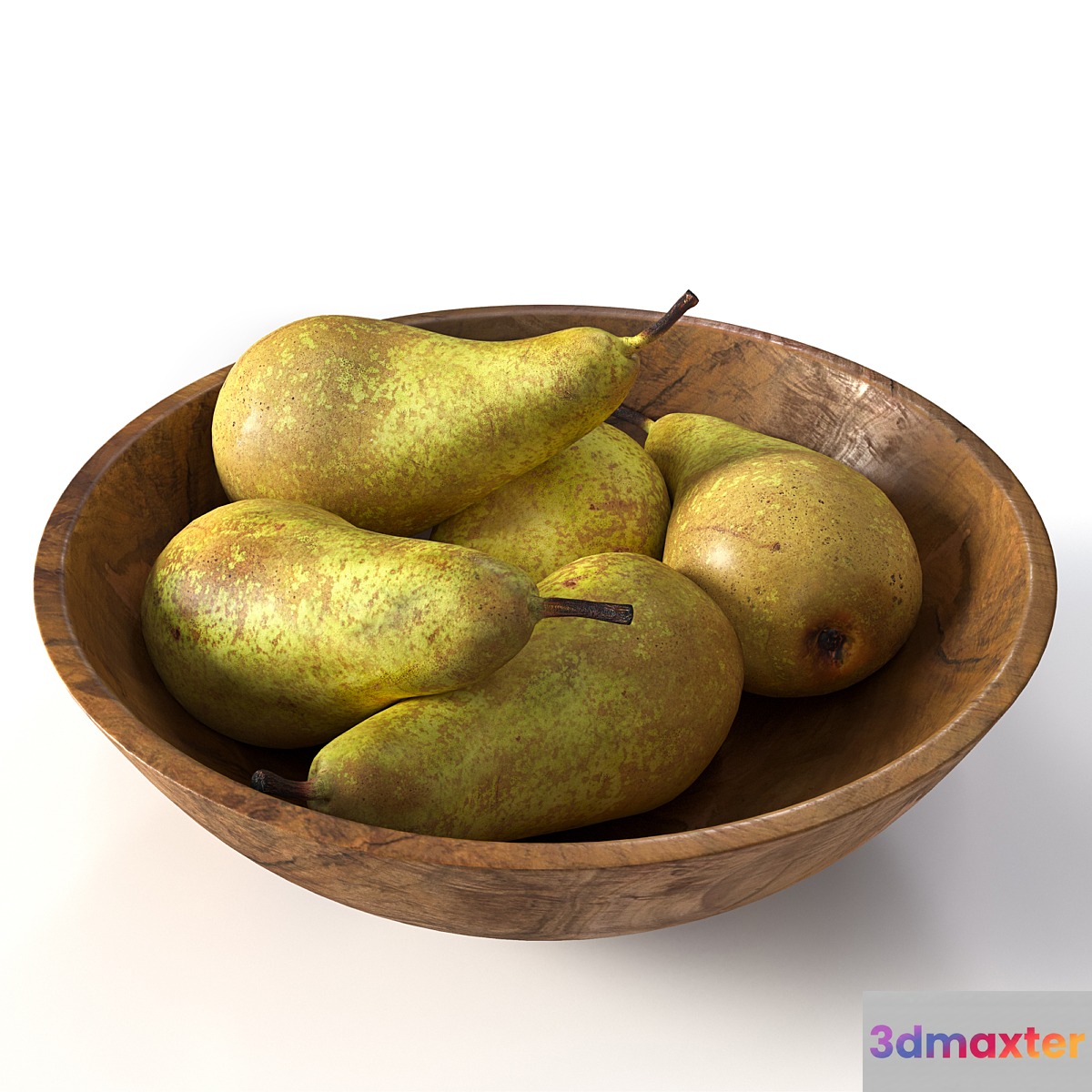 pears  in a wooden bowl