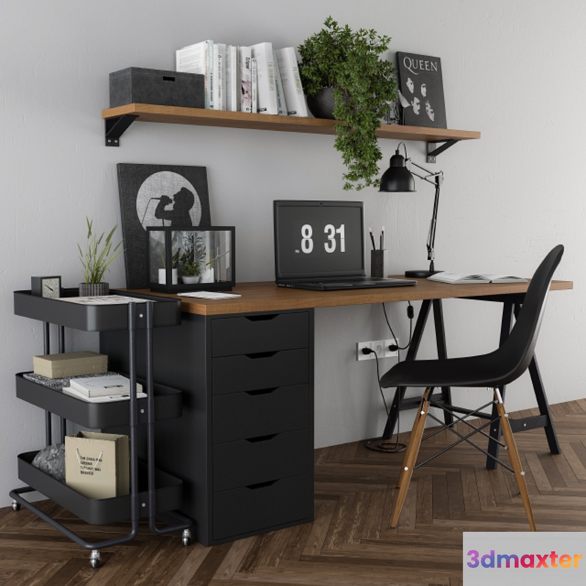 Home office ikea set Black 3D Max
