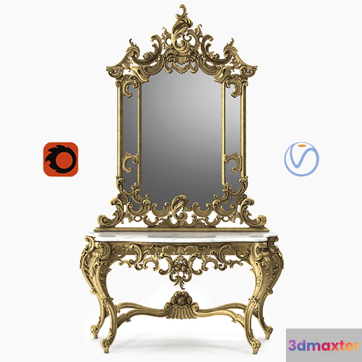 Luxurious classic console 3D Max