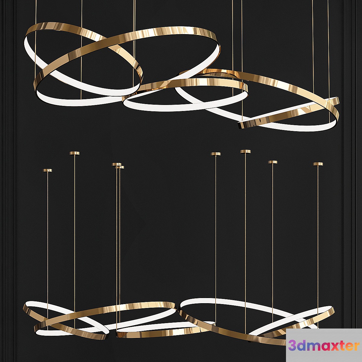 5 Ring Chandelier 3D Max