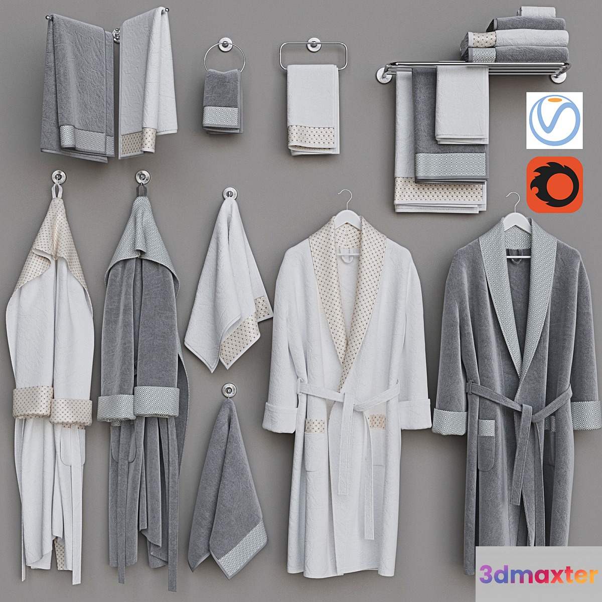 Bathrobe Set 3 3D Max
