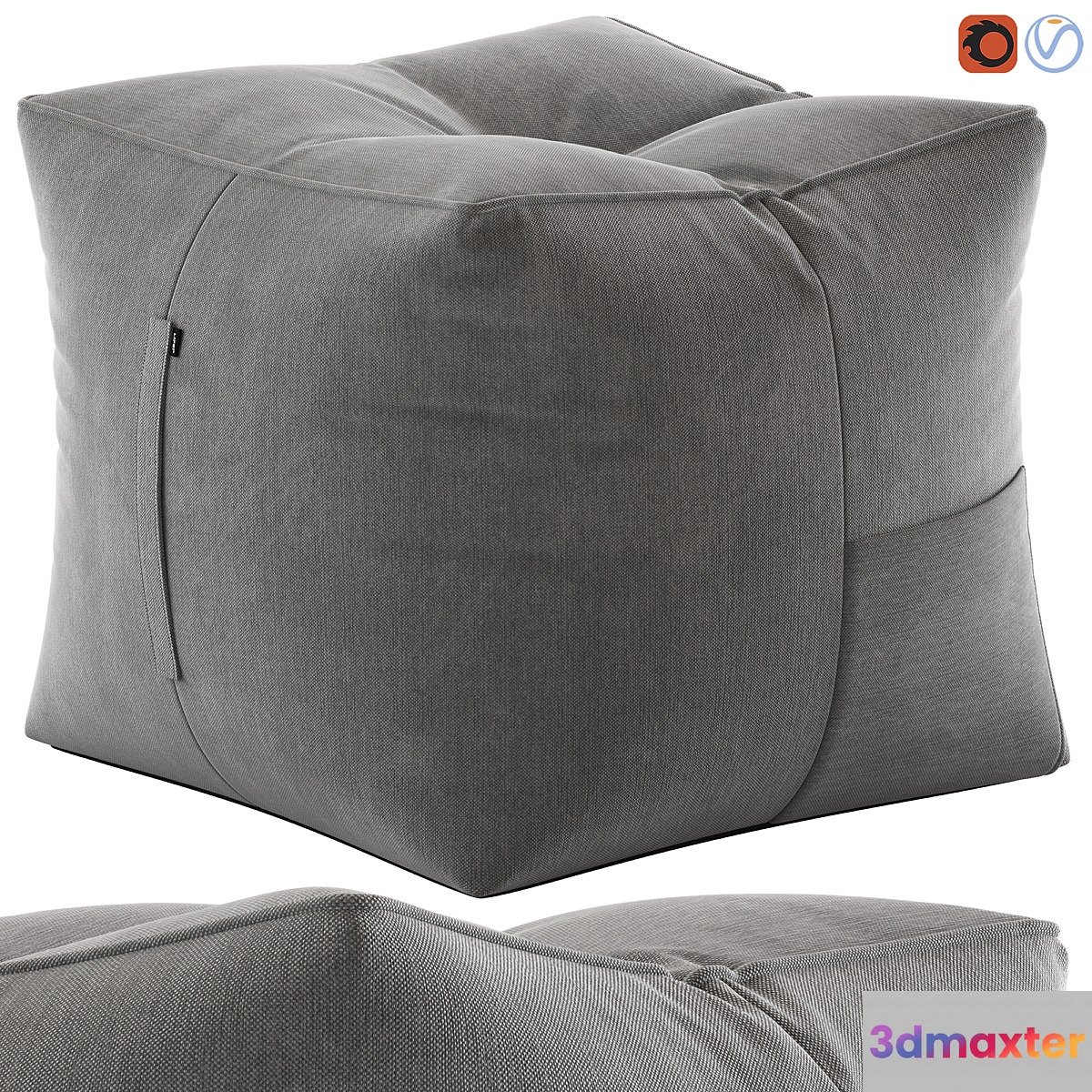LIFE Gray Bean Bag Pouffe and Vienna Woods Bermuda Ottoman