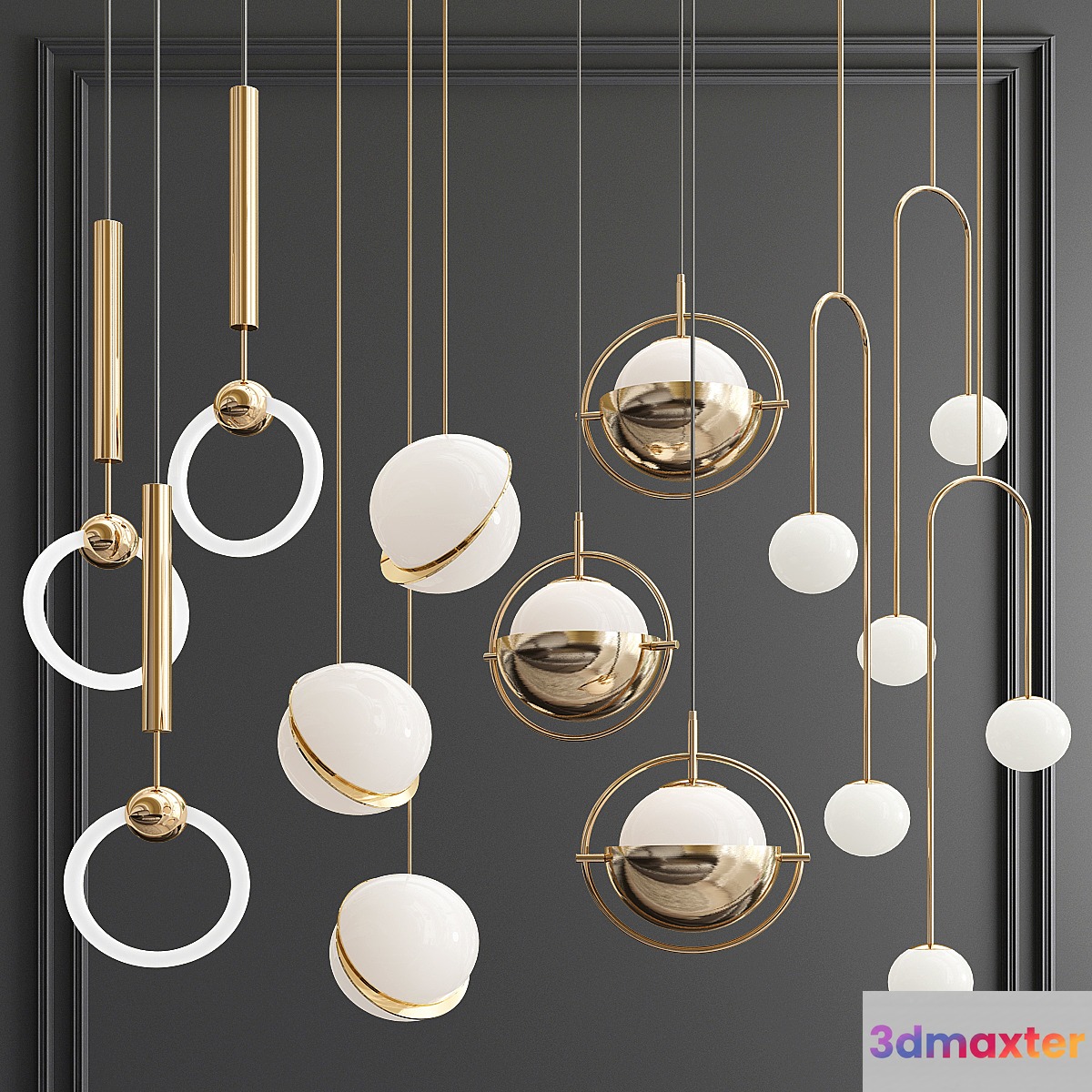 Four Hanging Lights_54 Brands 3D Max