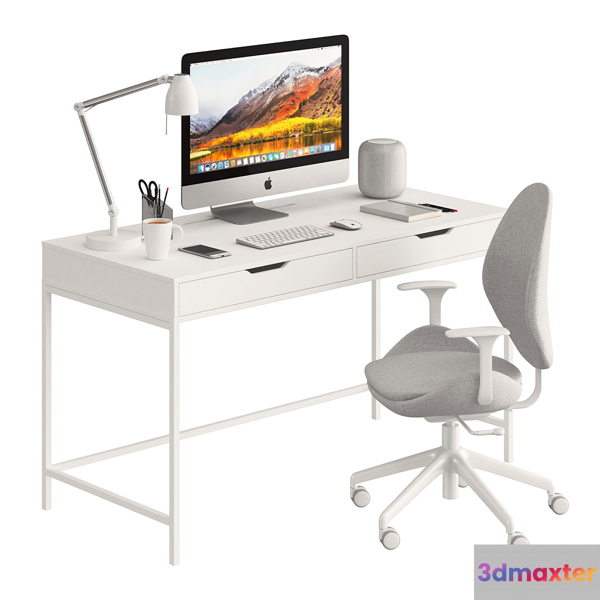 Ikea ALEX table and HATTEFJÄLL 3D Max