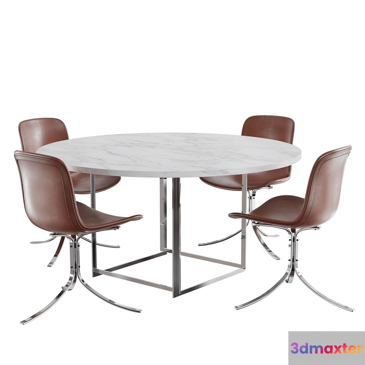 Dining set fritz hansen PK9 chair PK54 table 3D Max