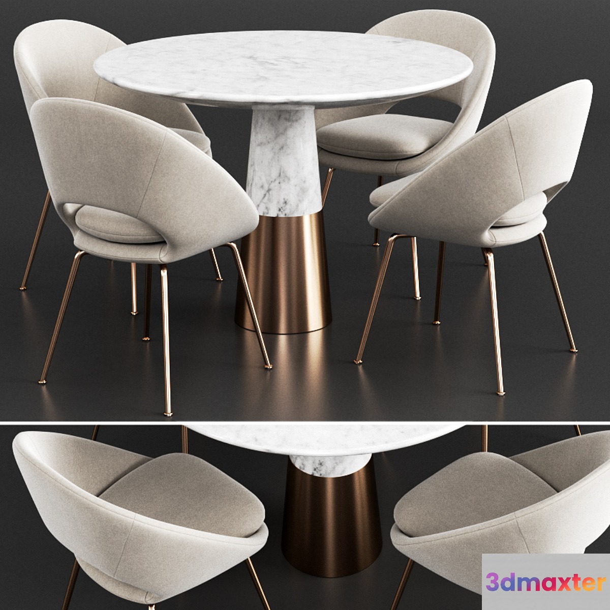 West Elm & CB2 Dinning Set 3D Max