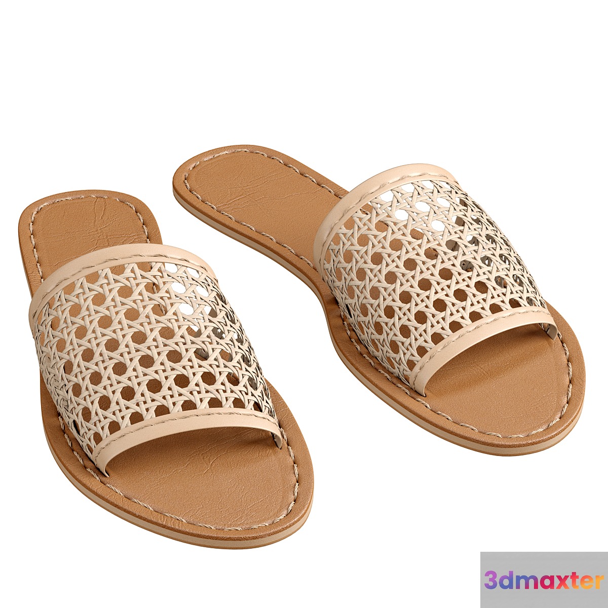 Vegan Woven Rattan Slides