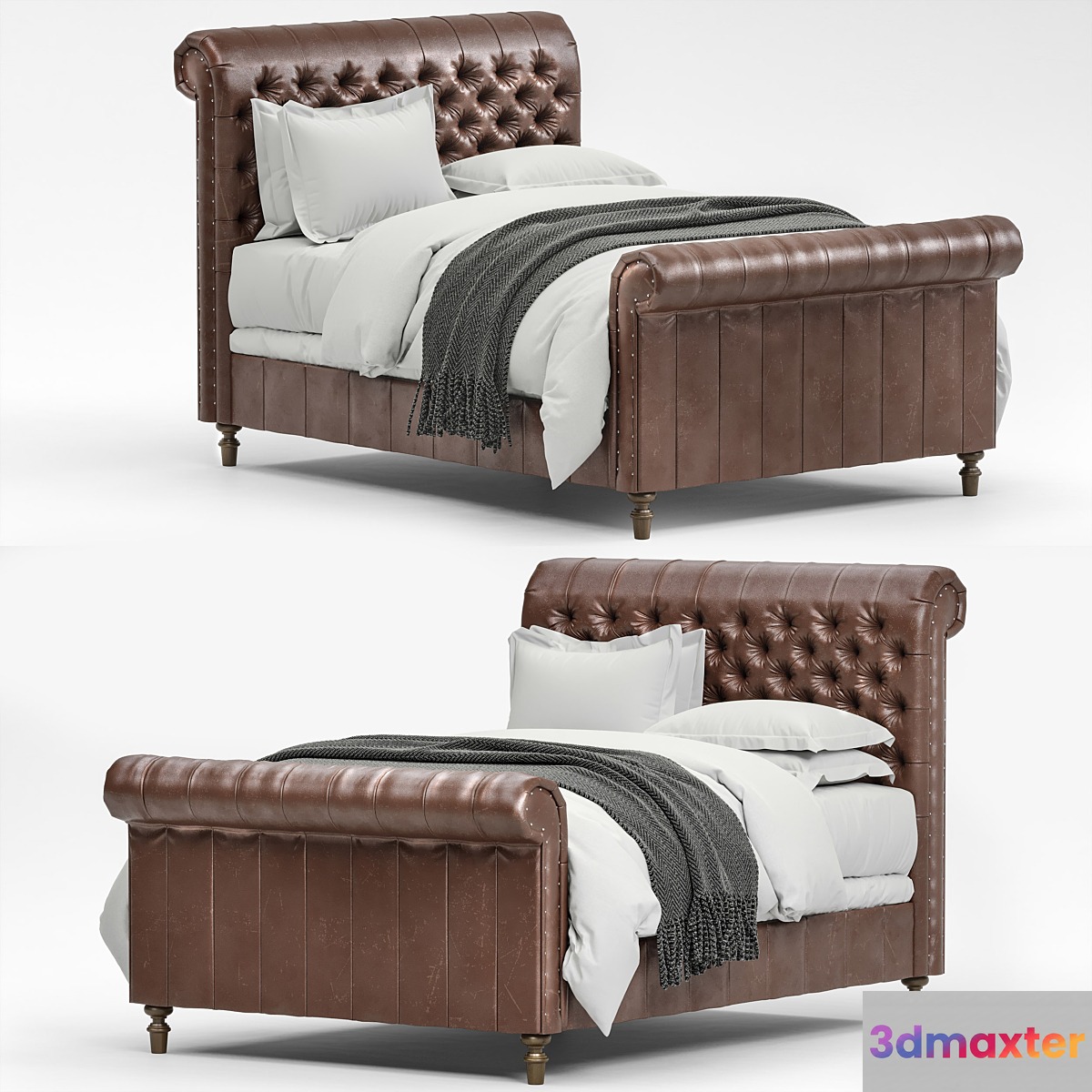 RH_Chesterfield_Leather_Sleigh 3D Max