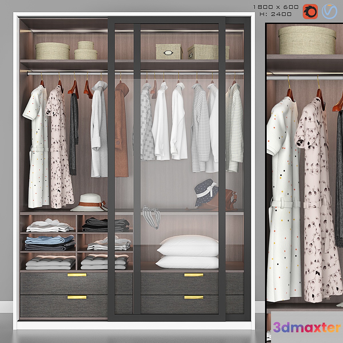 Wardrobe in the Bedroom 3D Max