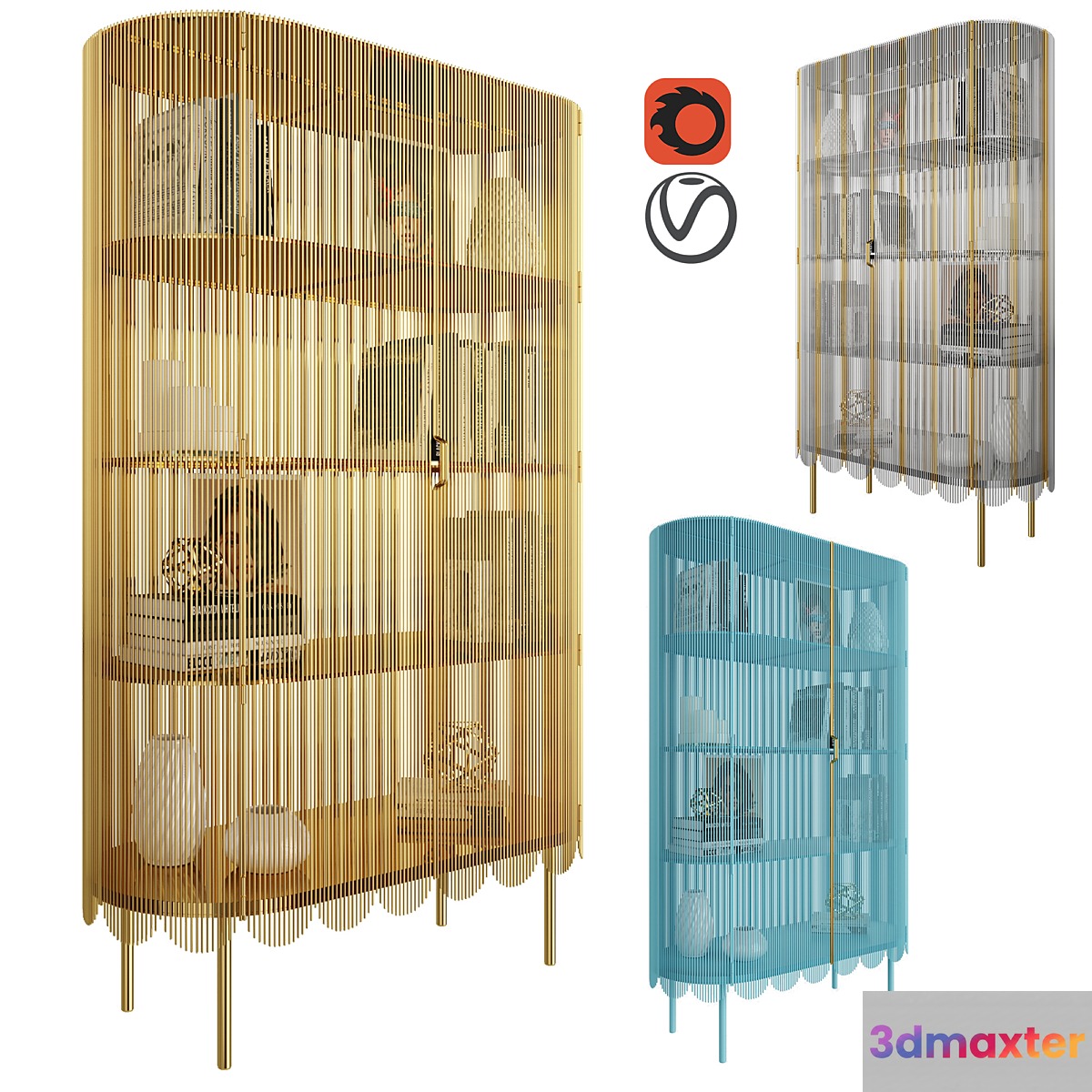 Cabinet Strings Gold _ Blue _ Silver Gold by Scarlet Splendour 3D Max