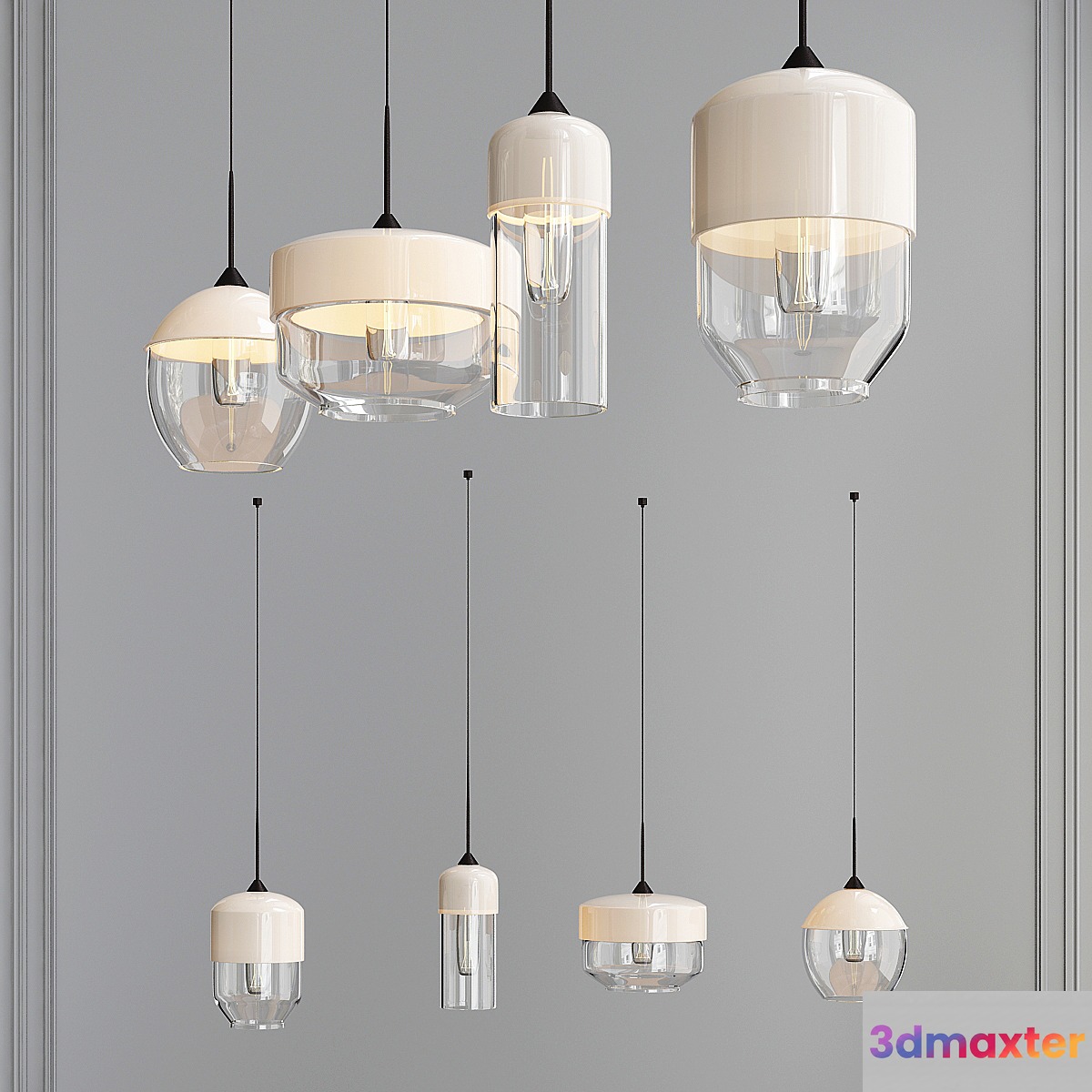 Amber pendant lights 3D Max