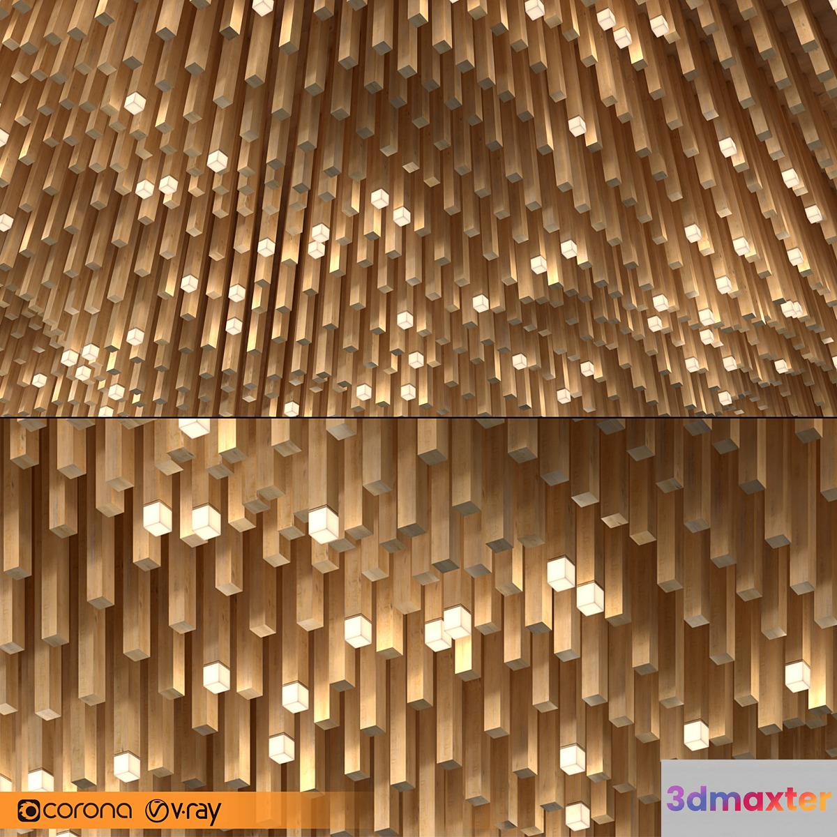 False wooden ceiling 3D Max