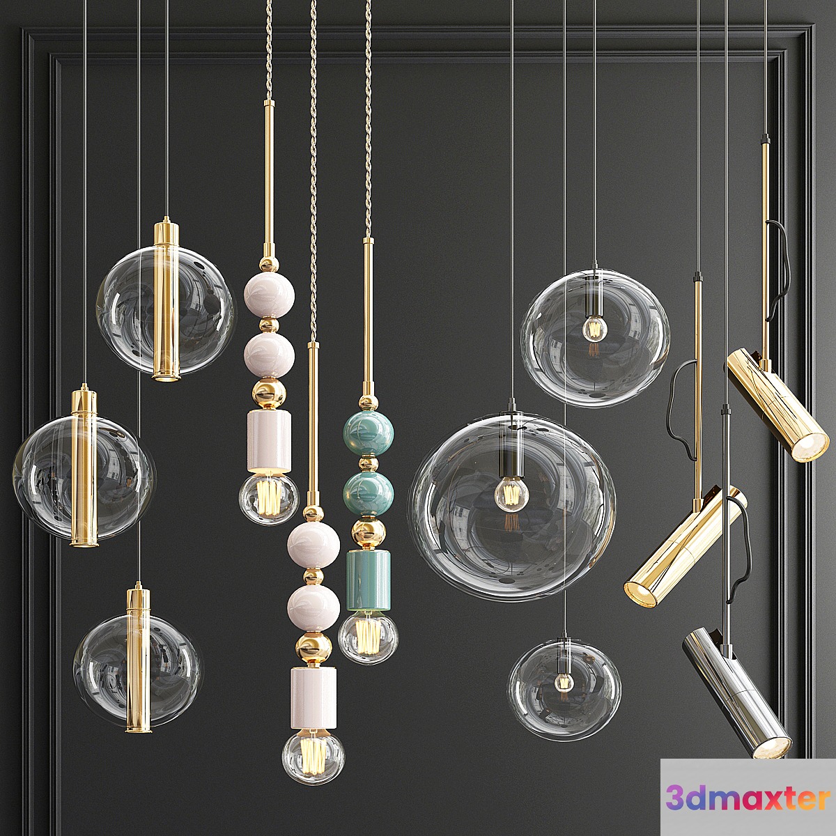 Four Hanging Lights_55 3D Max