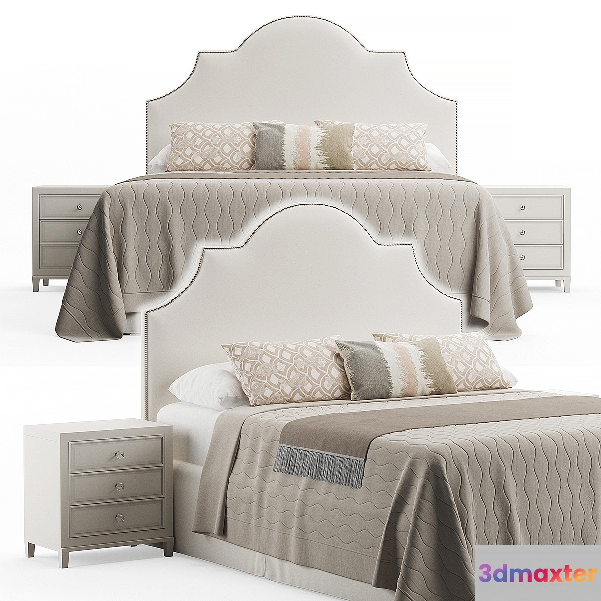 Rowe Bedroom King Headboard Bed 3D Max