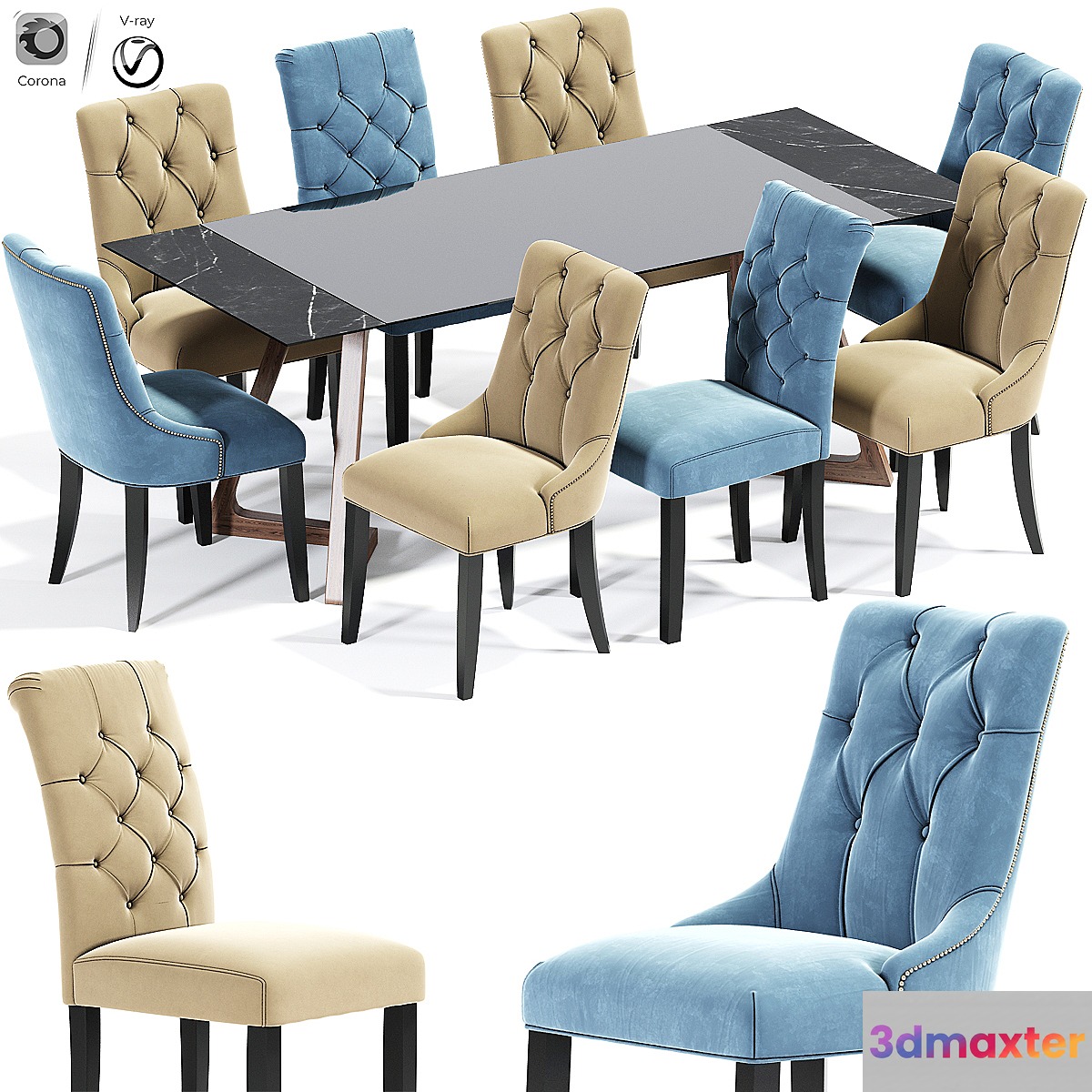 Preston Dining Chair Set 3D Max