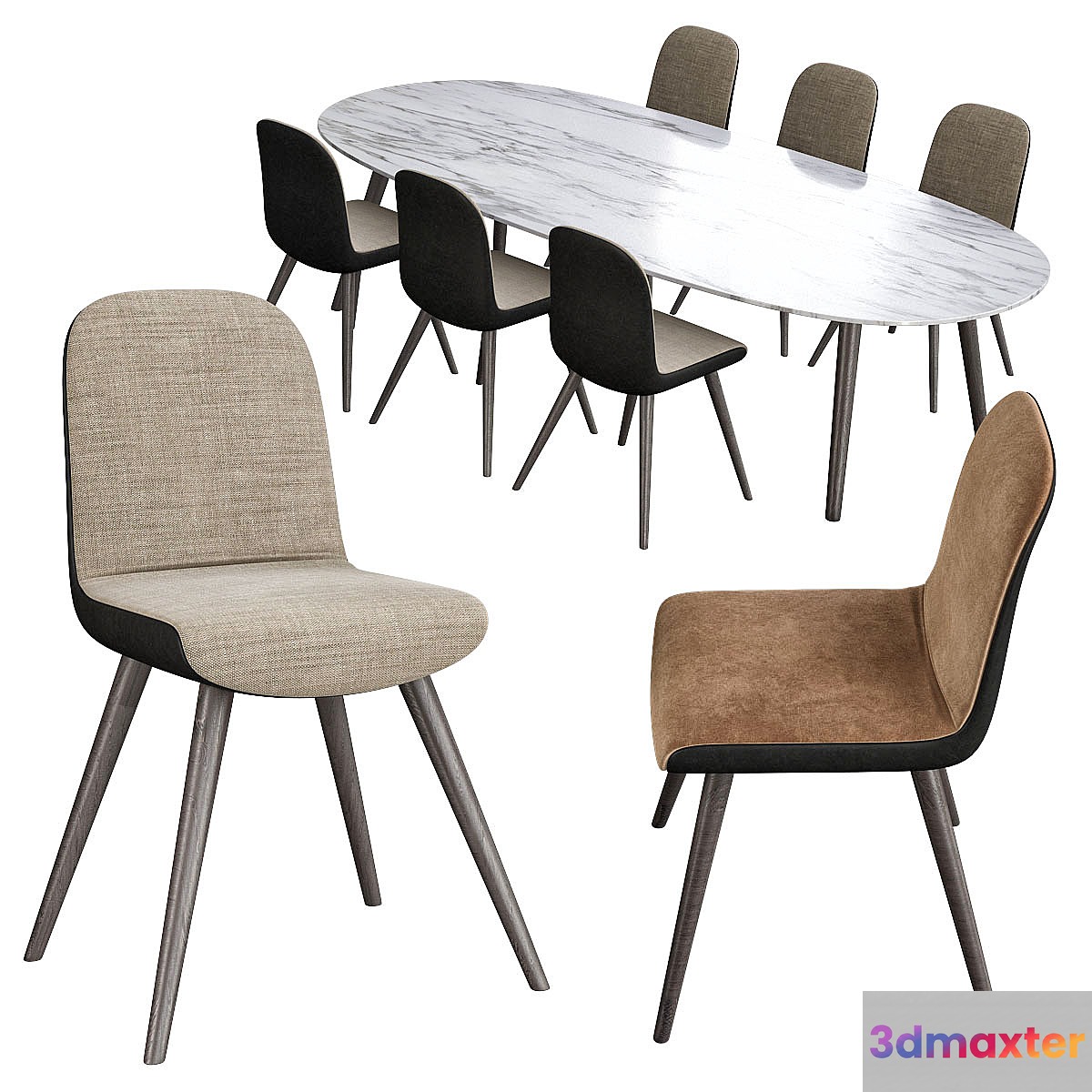 Poliform table and chair 3D Max