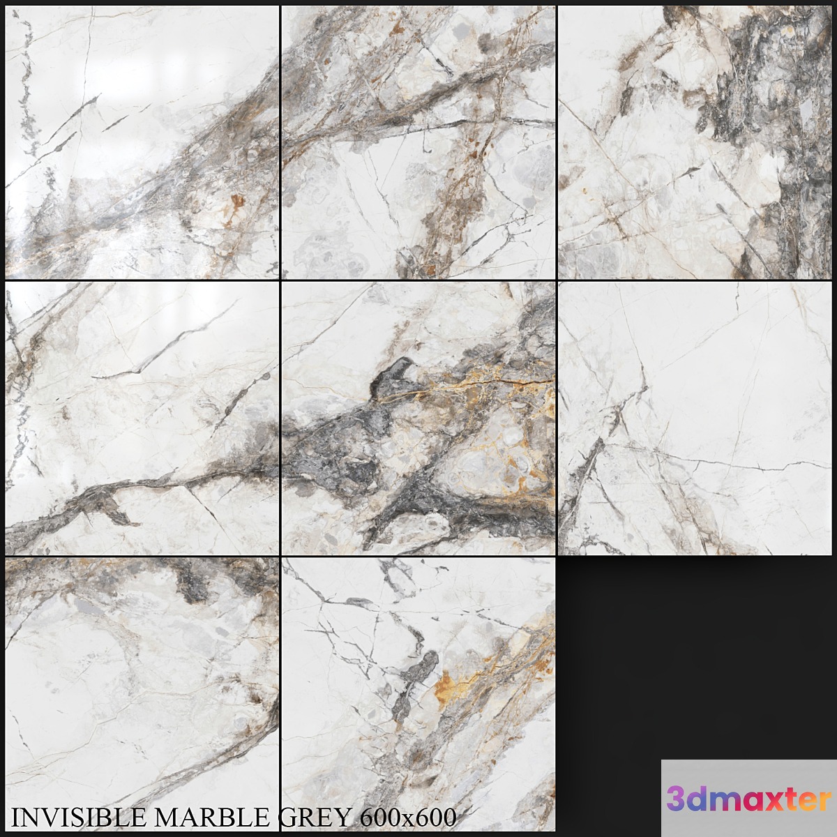 Yurtbay Seramik Invisible Marble Grey 600x600 3D Max