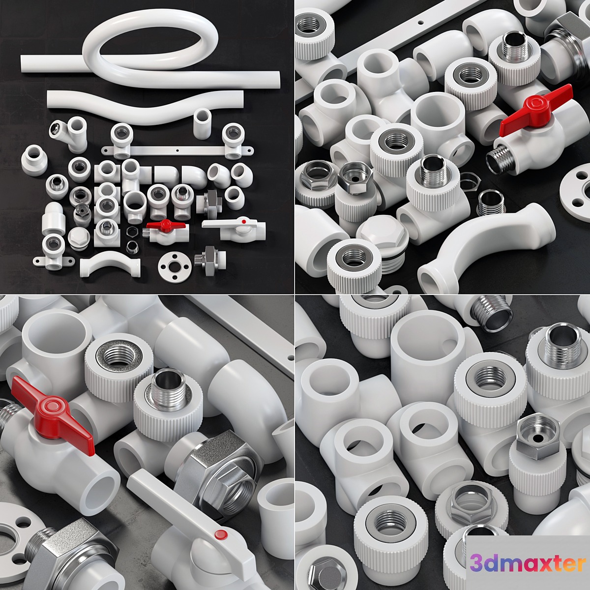 Fitingi plastic white _ Plastic white fittings 3D Max