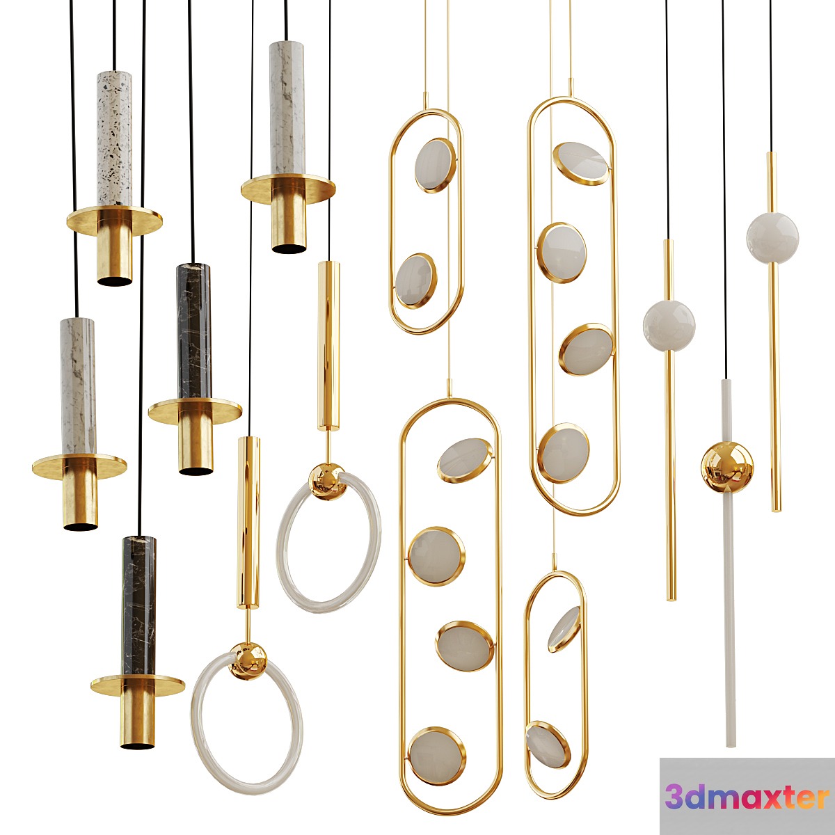 Set from suspendeds chandeliers Lee Broom 3D Max