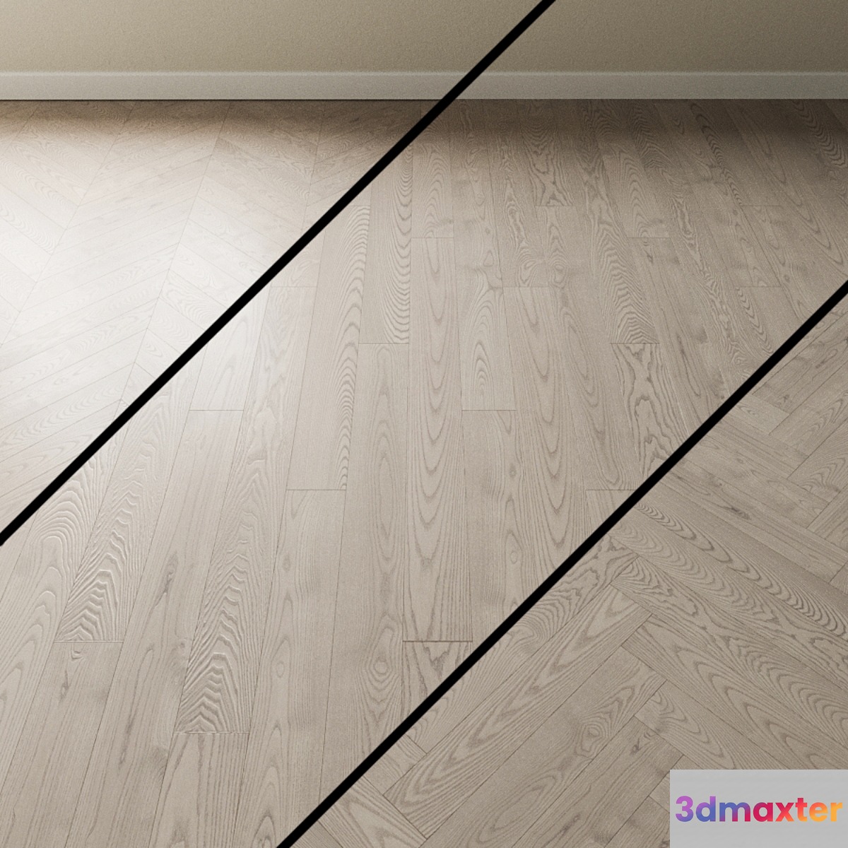 Parquet Ash Coswick. Inspire ATLANTIC bleached 3D Max