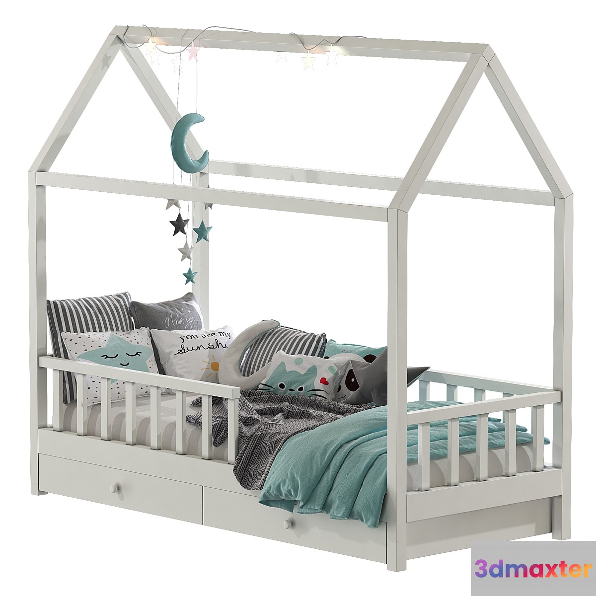 Childrens bed with columns 6 3D Max