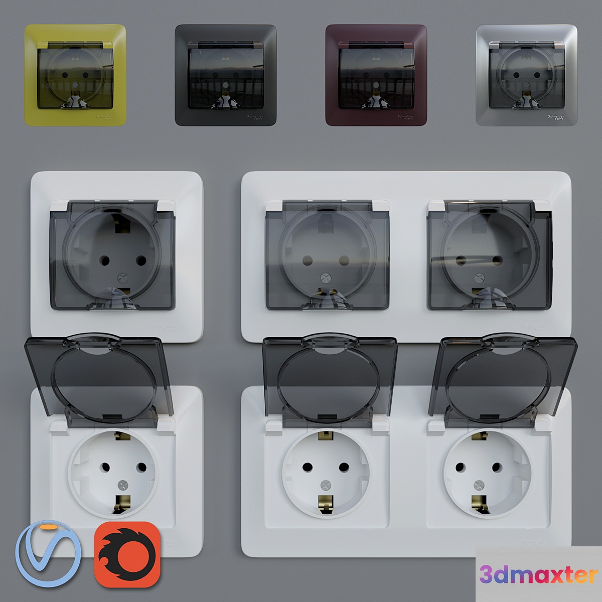 Sockets waterproof Schneider Electric Glossa - No.3