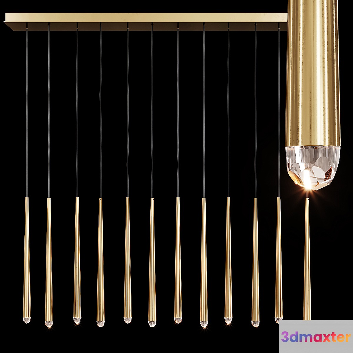 Restoration Hardware AQUITAINE LINEAR CHANDELIER 60 Brass 3D Max