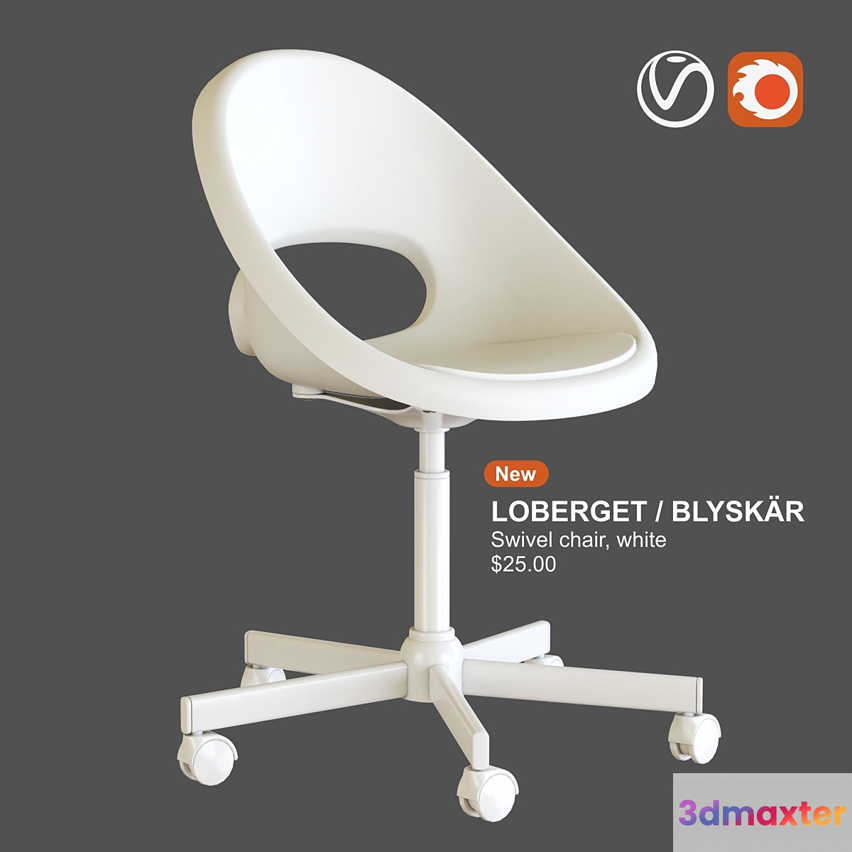 IKEA LOBERGET _ BLYSKAR Swivel chair white