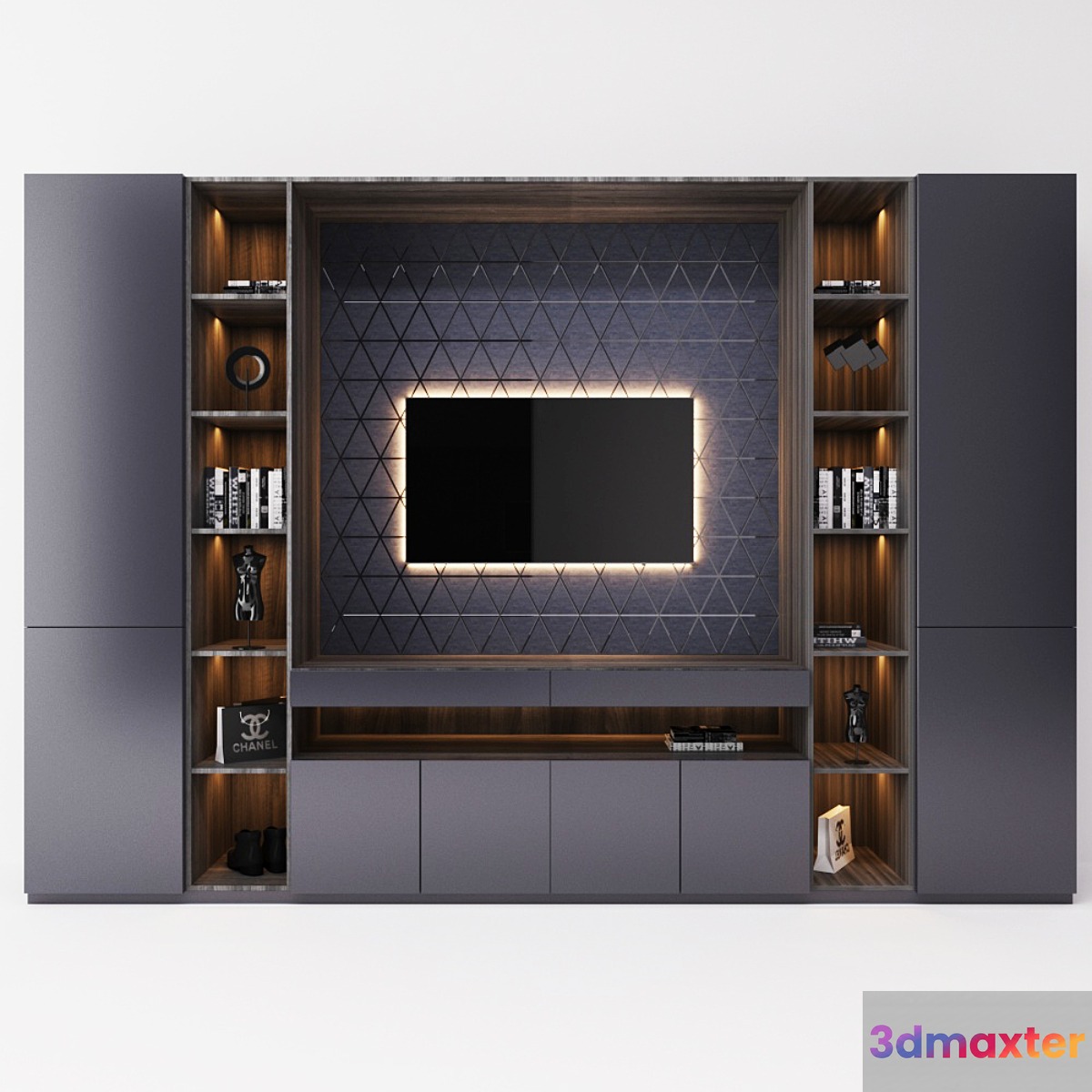 TV cabinet in the room 3D Max