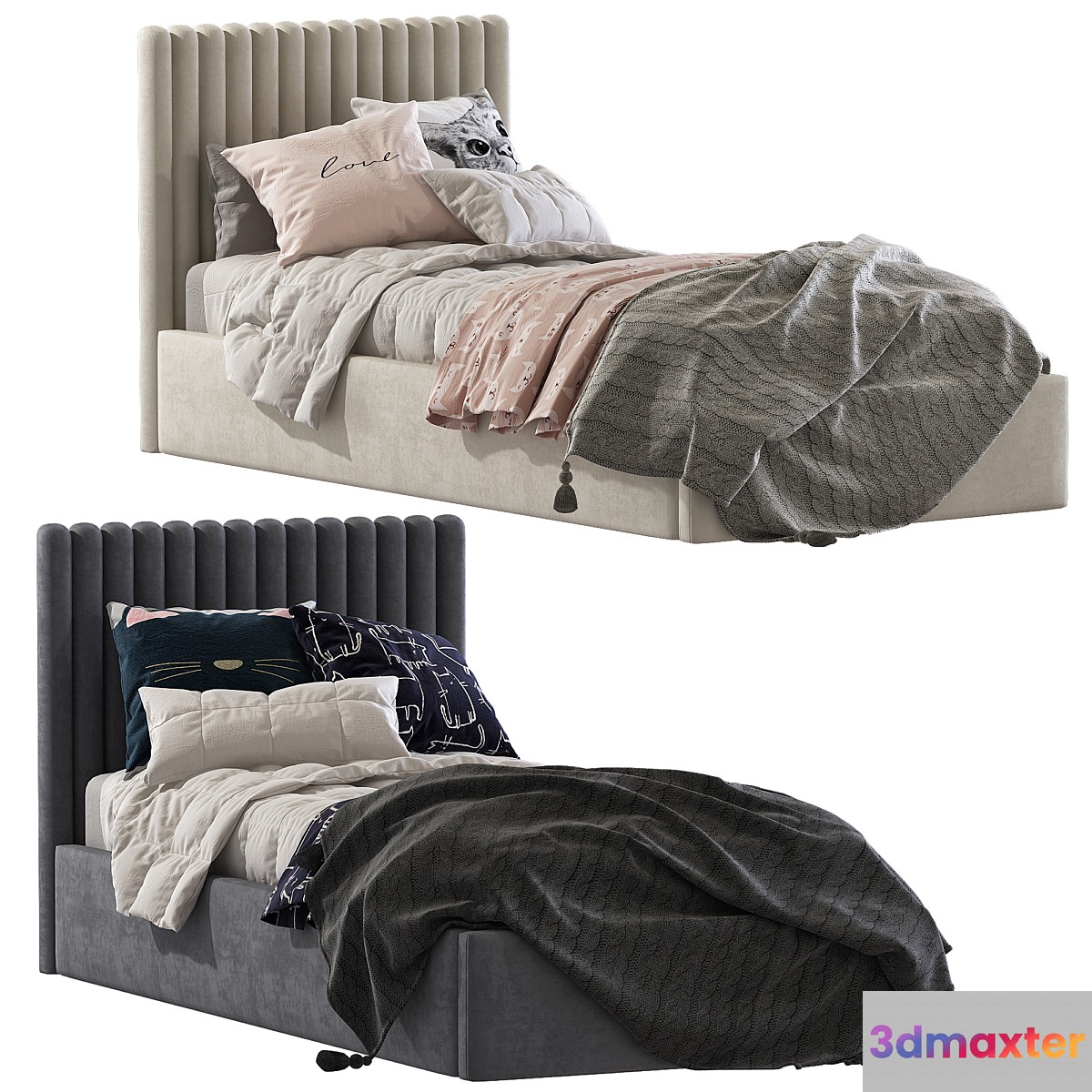 Bed with soft headboard 3