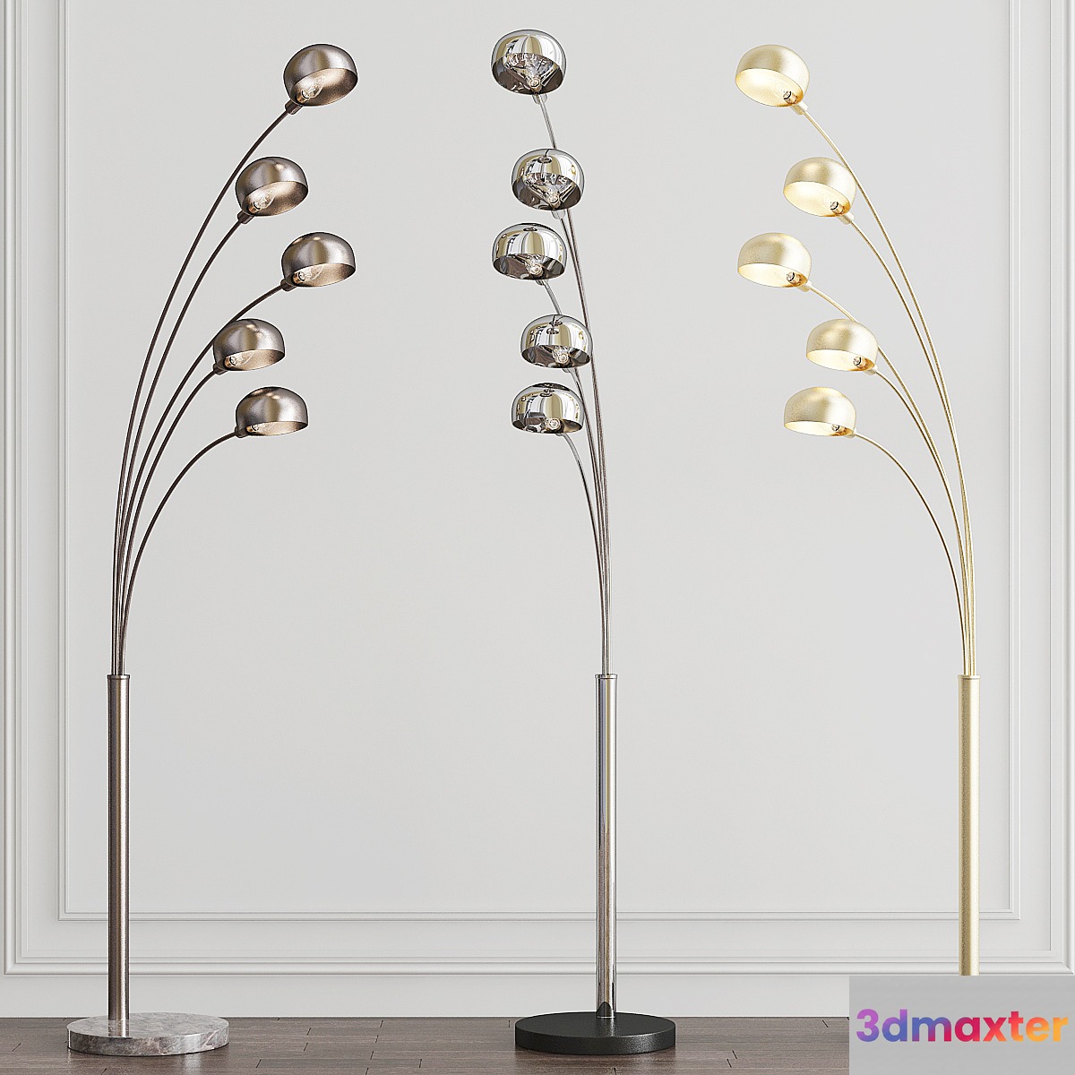 Penbrook Chrome & White Arc Floor Lamp by ELK Home - No.4