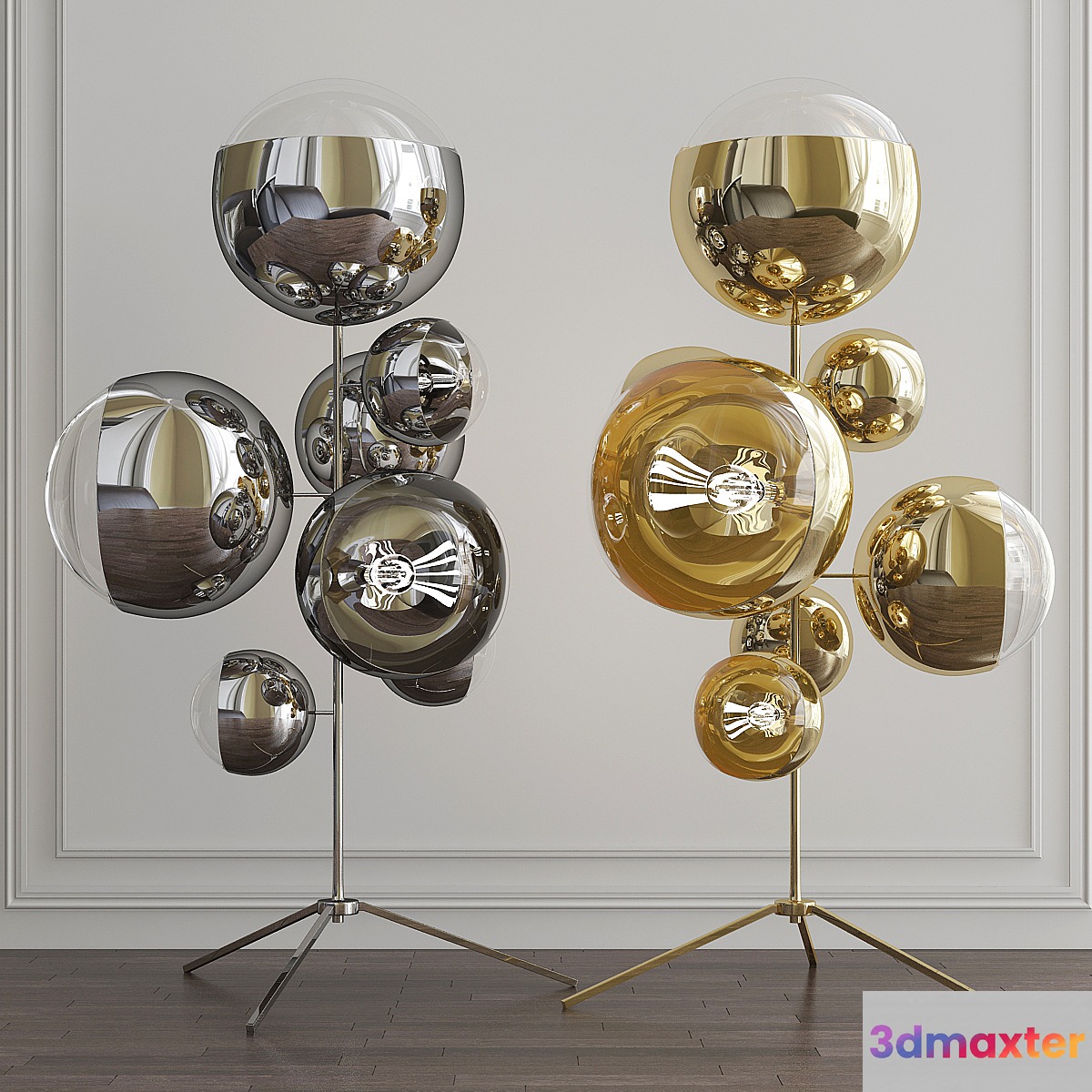 Mirror Ball Gold Stand Chandelier by Tom Dixon 3D Max