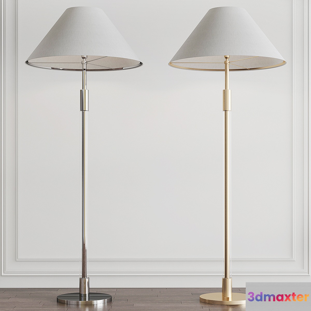 Robert Polished Nickel Light Floor Lamp by Ralph Lauren 3D Max