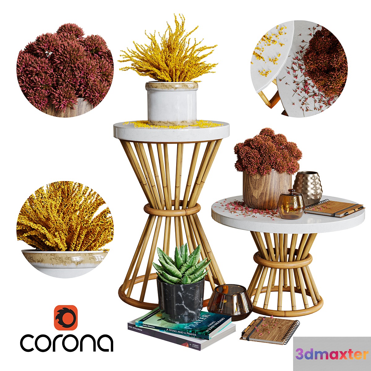 Aloysia Rattan decorative set 3D Max