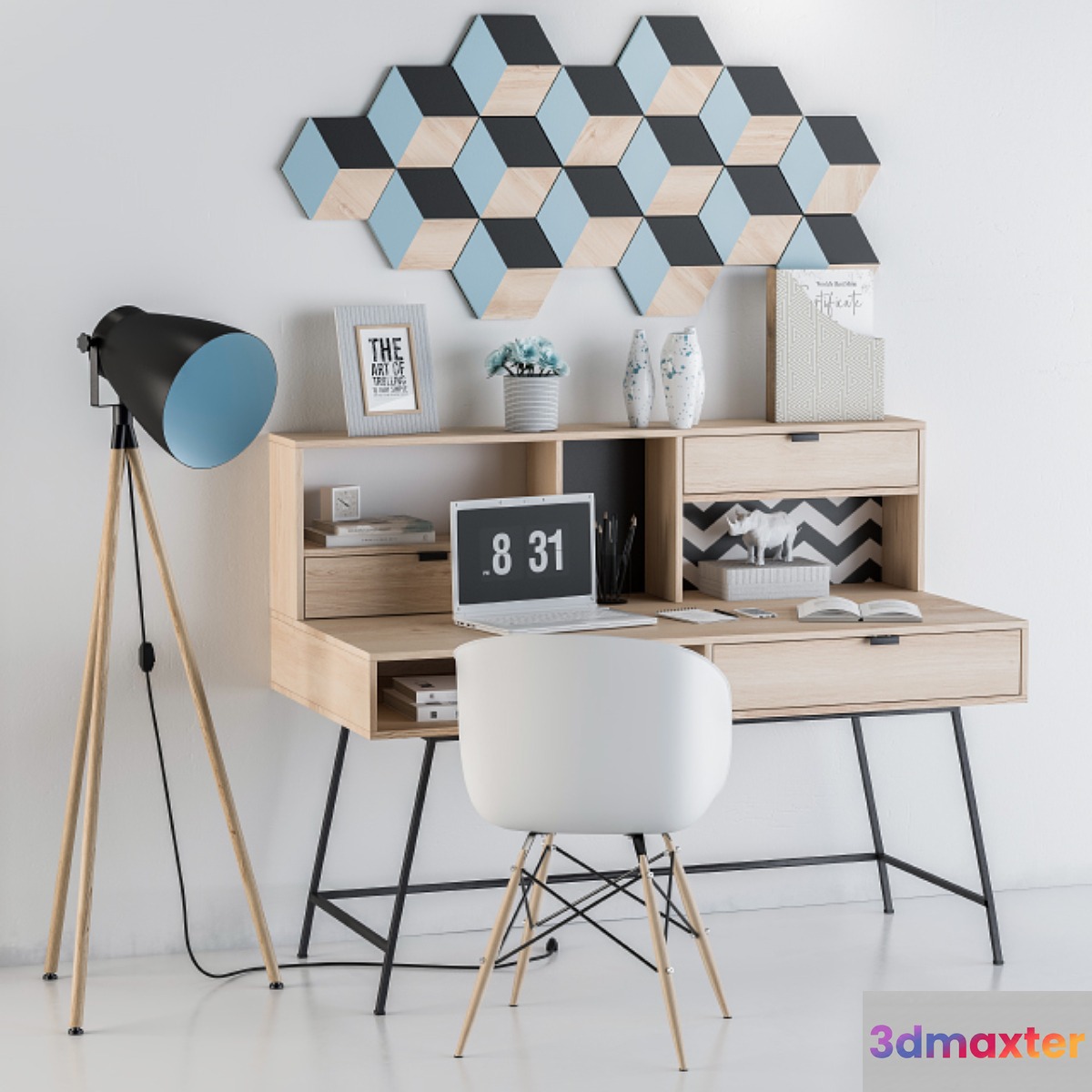 Home Office Wood Blue Set - No.4