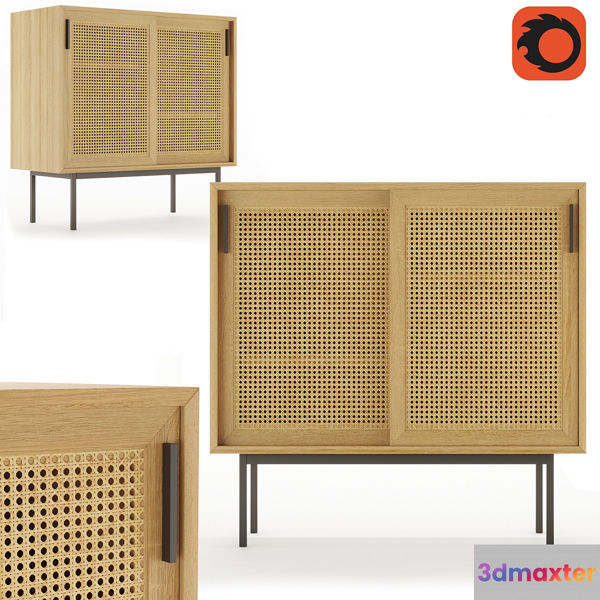 WASKA wardrobe with 2 sliding doors with wicker stakes (LA REDOUTE INTERIEURS)